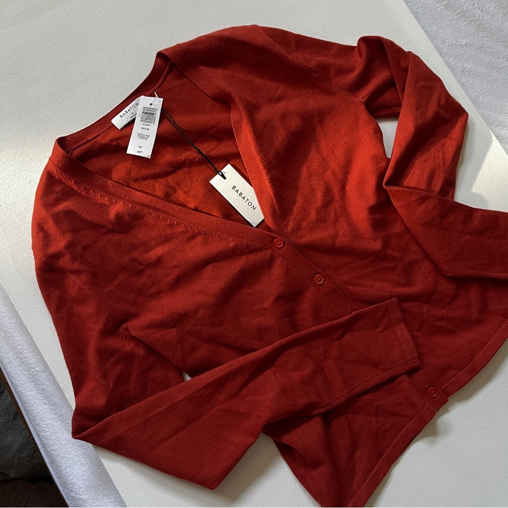 NWT aritzia Babaton red rust cardigan button up sweater size small